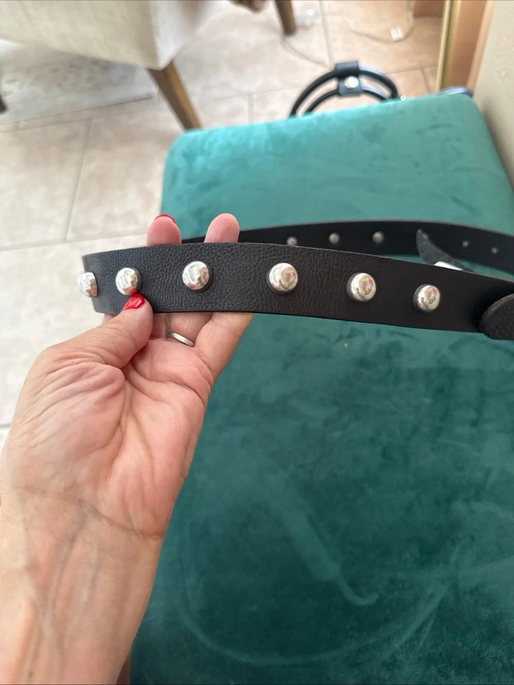 Free People Black Leather Rhodes Studded Belt - Picture 5 of 11